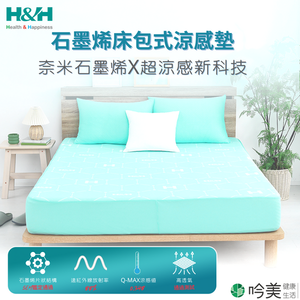【南良 H&H】2023新品石墨烯涼感能量床包式床墊(厚3mm) 石墨烯涼感能量床墊 石墨烯遠紅外線床墊 - 吟美健康