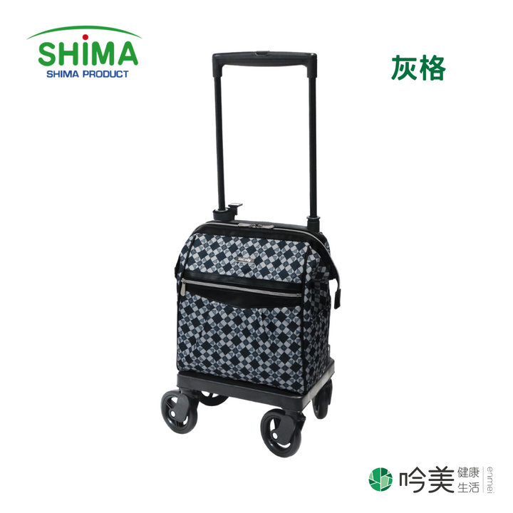 日本 shima 灰格 購物推車 吟美