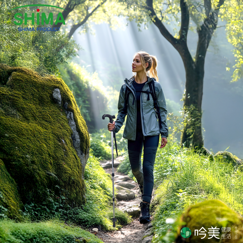 日本 SHIMA ENJOY 雙握把避震登山杖 行走杖｜鋁合金輕量 可伸縮 健走首選！- 吟美健康