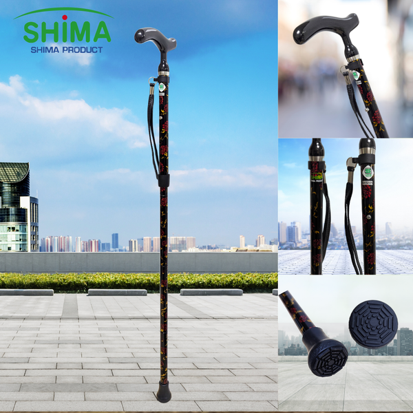 日本 SHIMA 摺疊碳纖維鋁合金手杖｜時尚花紋、超輕量、好收納！ - 吟美健康